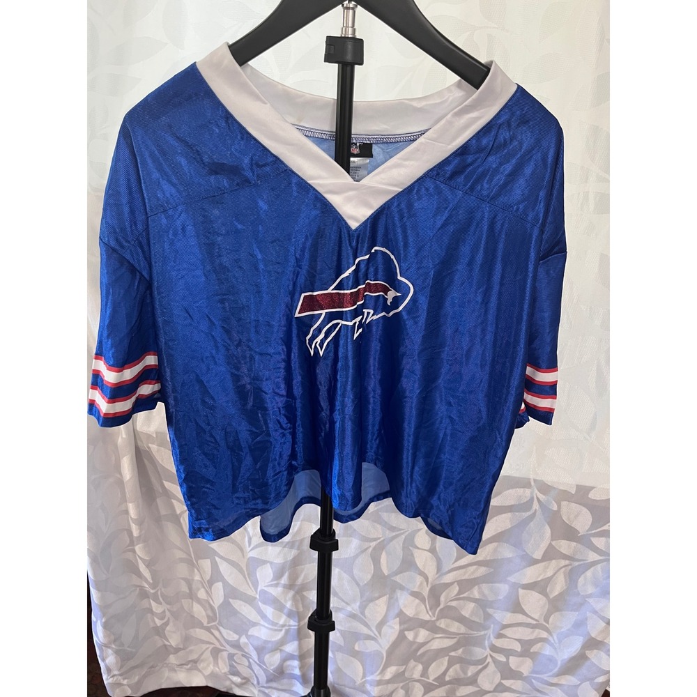 NFL Buffalo Bills Womens XXL Blue Glitter Logo Jersey Top Jerry Leigh J22511